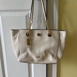 Coach Cream Leather Tote Bag
